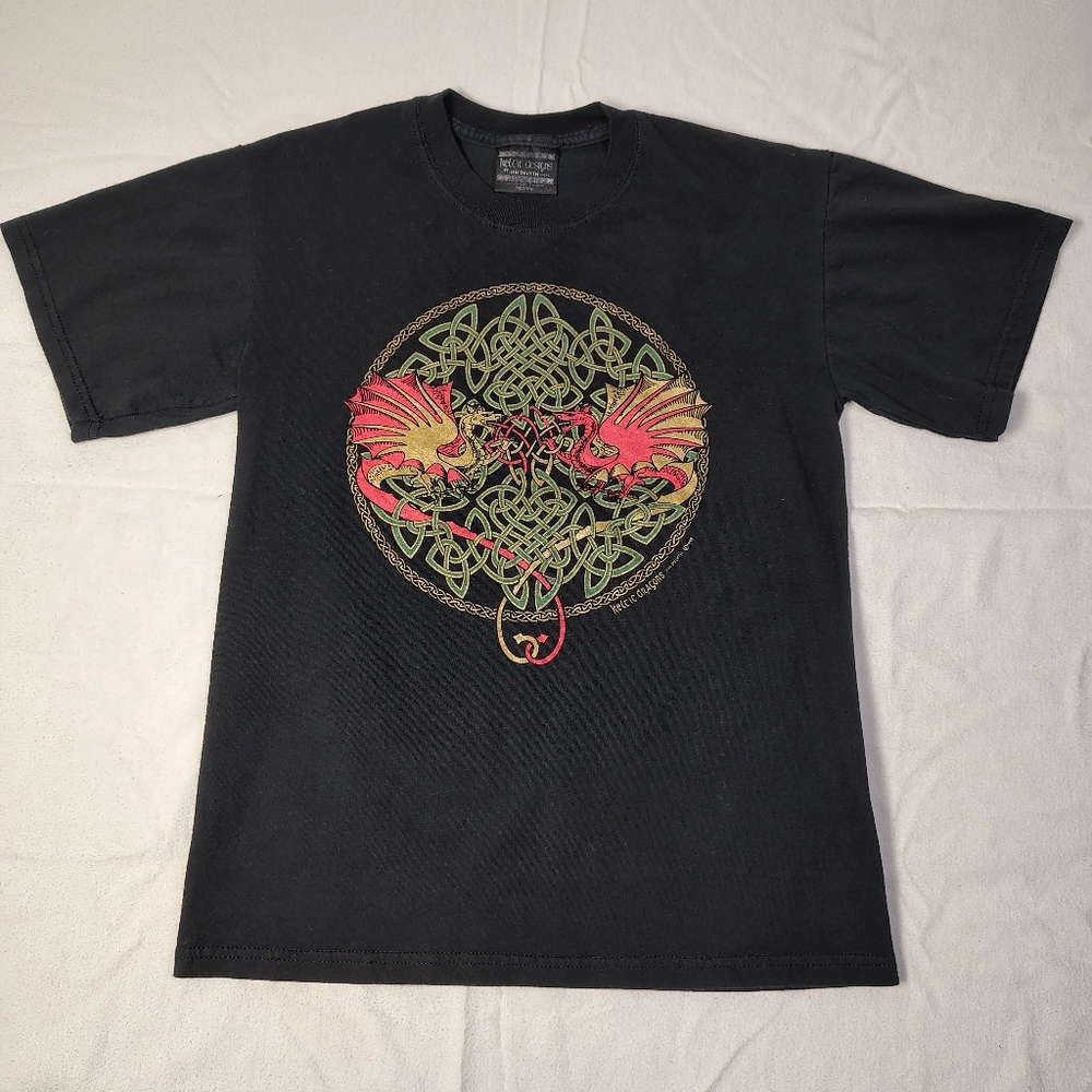 VINTAGE 1998 Keltic Designs Jen Delyth‎ Dragons T-Shirt Size Medium Black